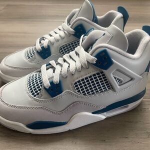 NEW 2024 NIKE JORDAN 4 RETRO MILITARY BLUE GS/YOUTH OFF-WHITE HF4281-141 SZ 5